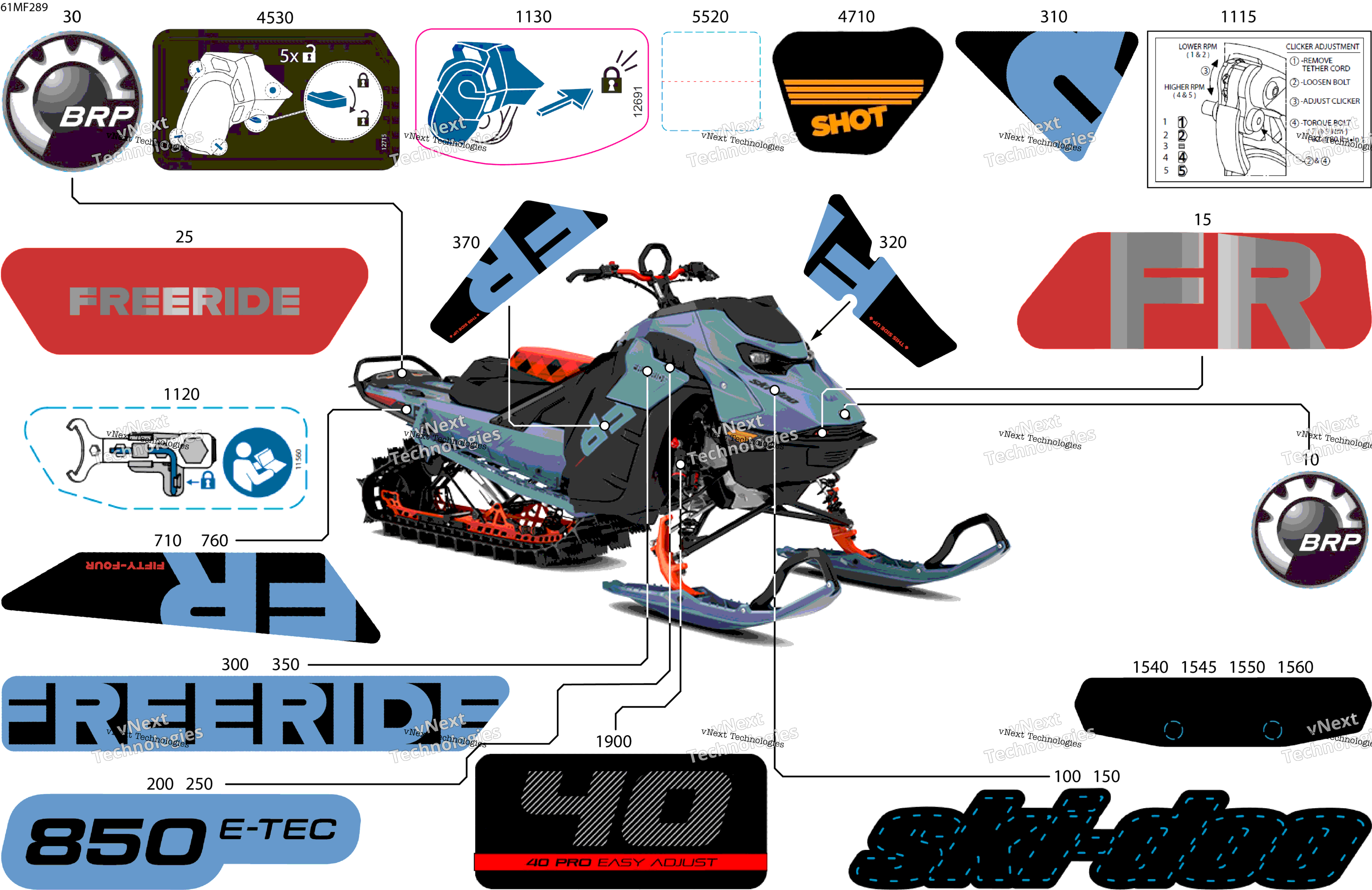 2026 FREERIDE - STD - 850 E-TEC - VCTG - Scandi Blue - 15X154X3P4 Track - SHOT starter