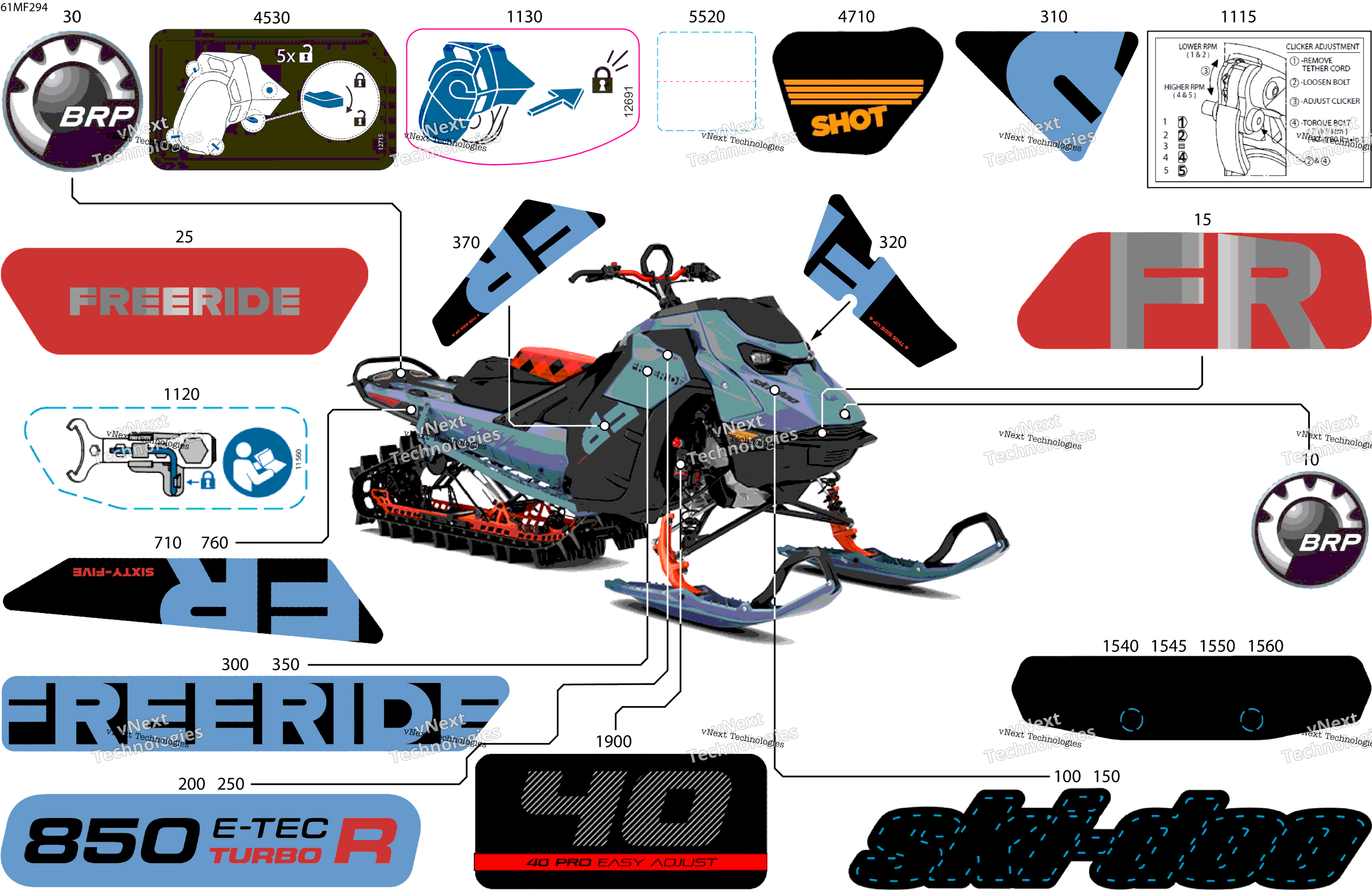 2026 FREERIDE - STD - 850 E-TEC Turbo R - VDTG - Scandi Blue - 15X165X3P4 Track
