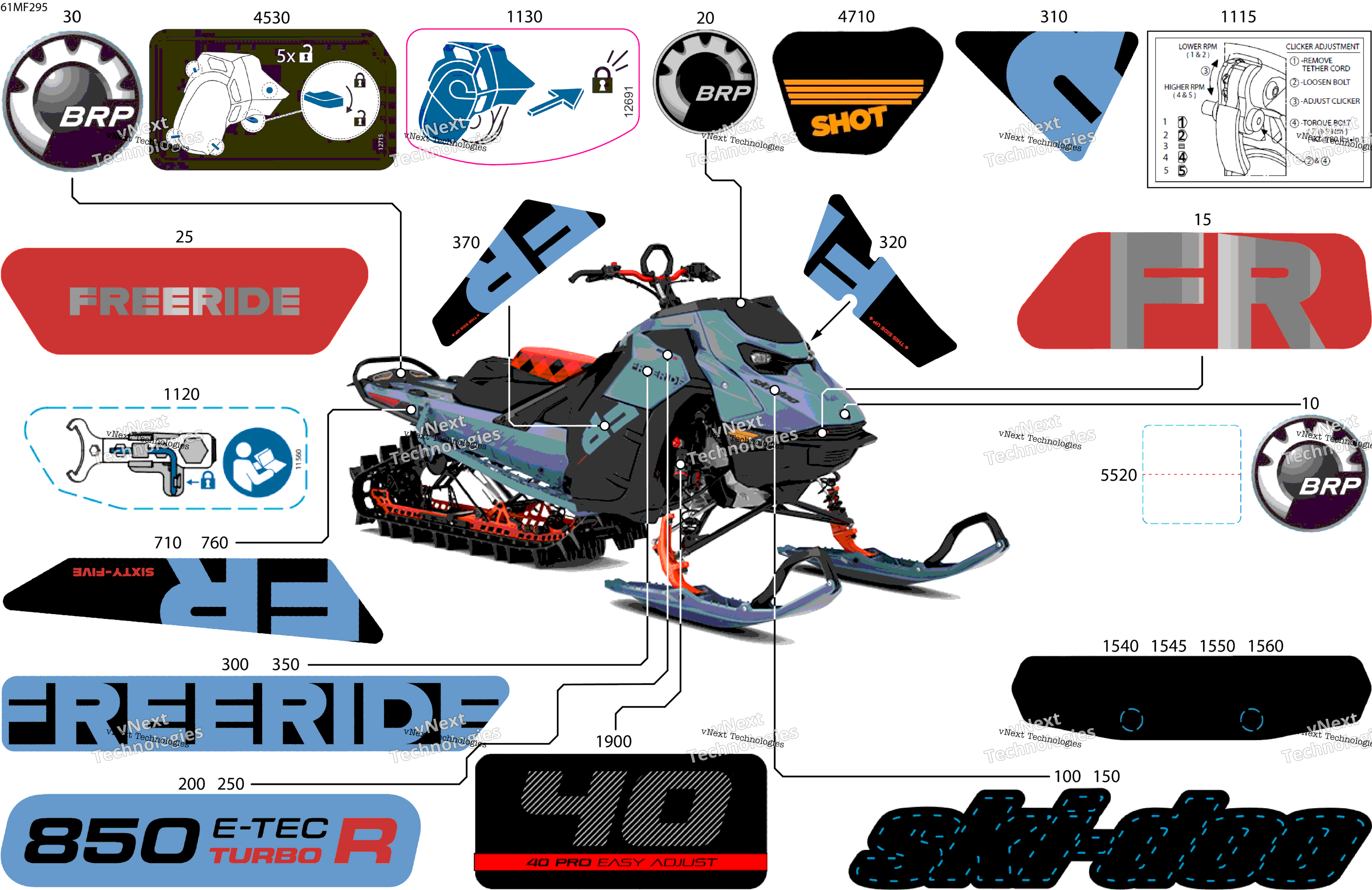 2026 FREERIDE - STD - 850 E-TEC Turbo R - VDTH - Scandi Blue - 15X165X3P4 Track