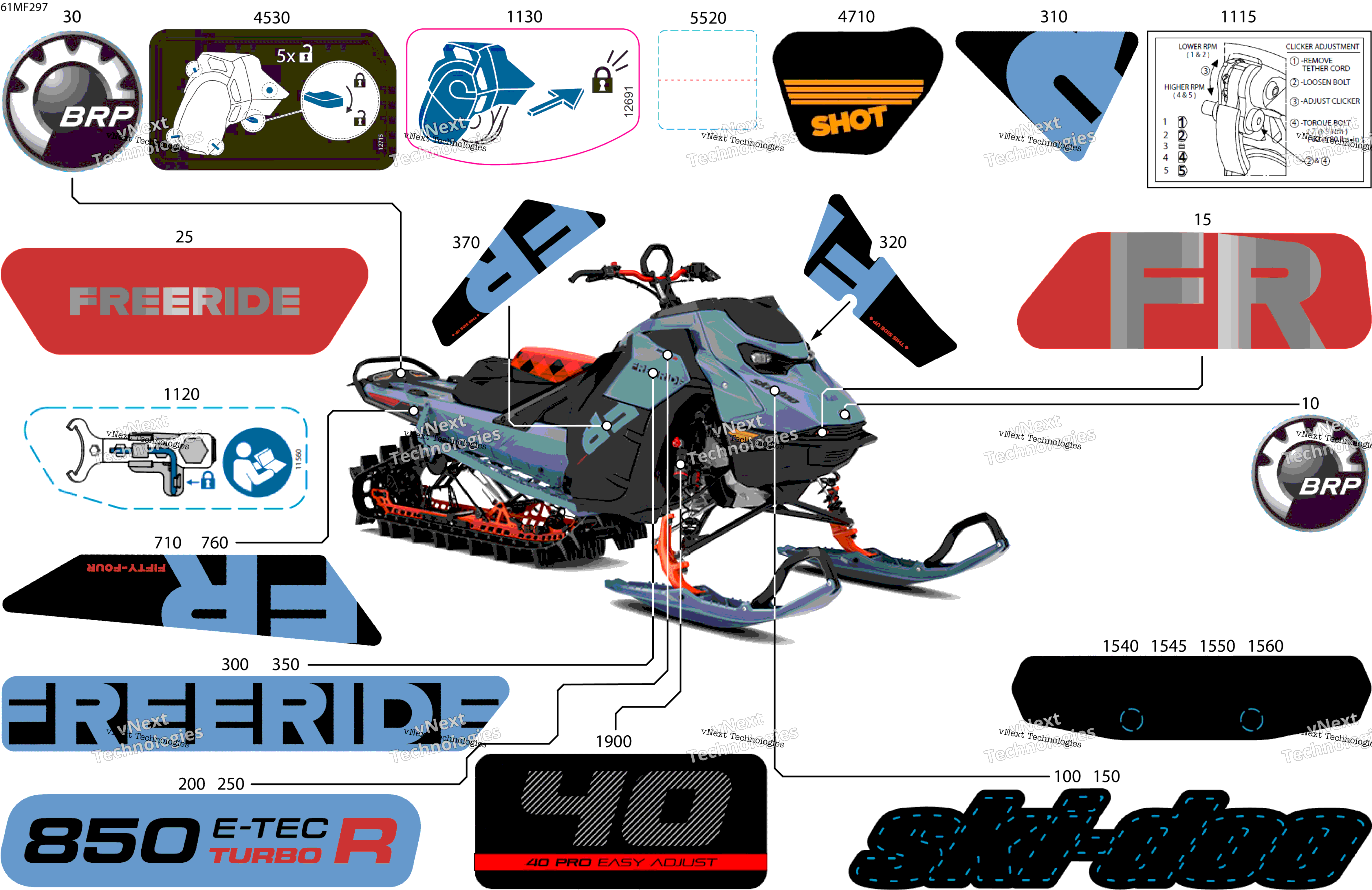 2026 FREERIDE - STD - 850 E-TEC Turbo R - VDTL - Scandi Blue - 15X154X3P4 Track