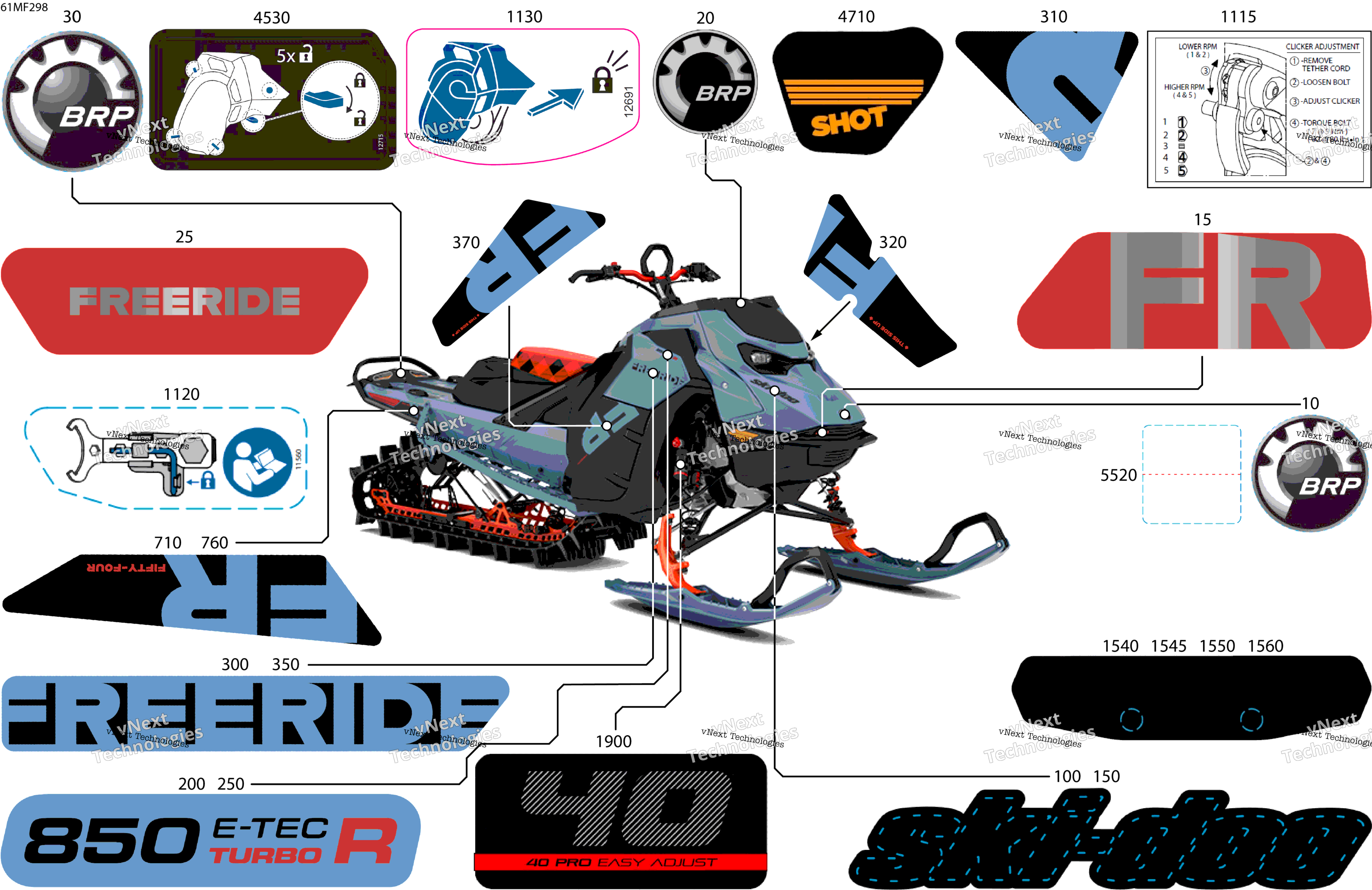 2026 FREERIDE - STD - 850 E-TEC Turbo R - VDTN - Scandi Blue - 15X154X3P4 Track