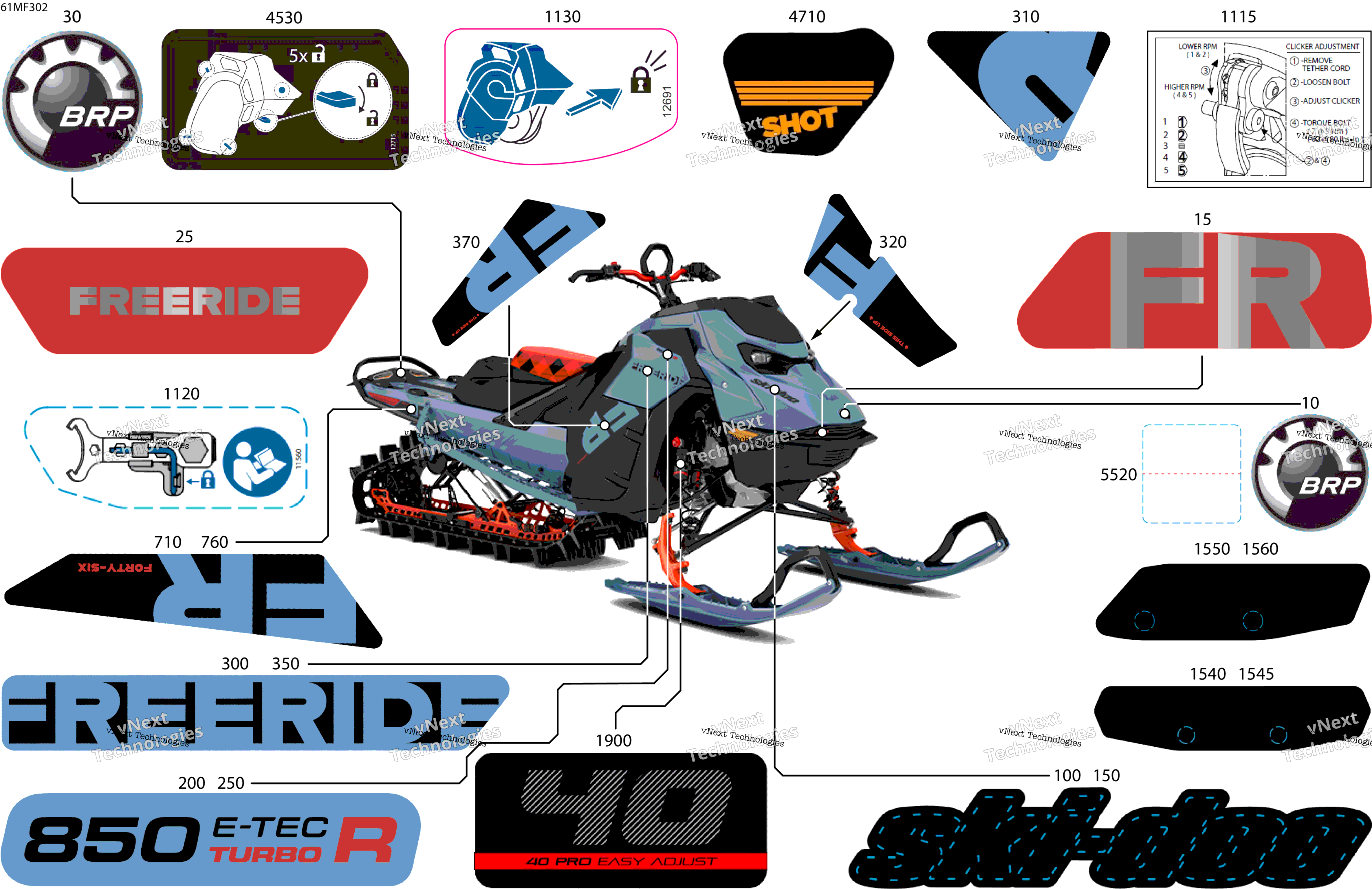 2026 FREERIDE - STD - 850 E-TEC Turbo R - VKTE - Scandi Blue - 15X146X2.5P Track