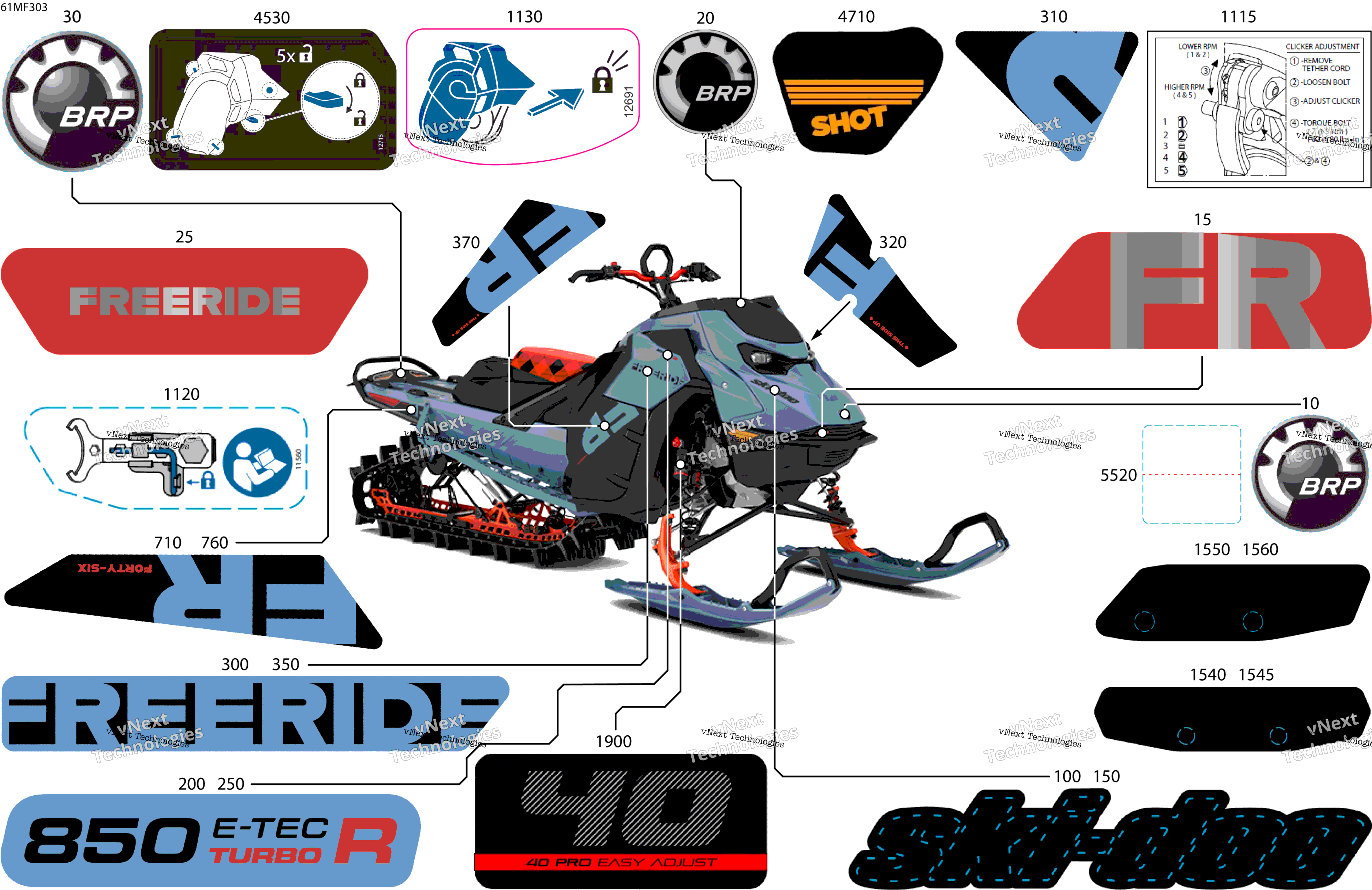 2026 FREERIDE - STD - 850 E-TEC Turbo R - VKTF - Scandi Blue - 15X146X2.5P Track