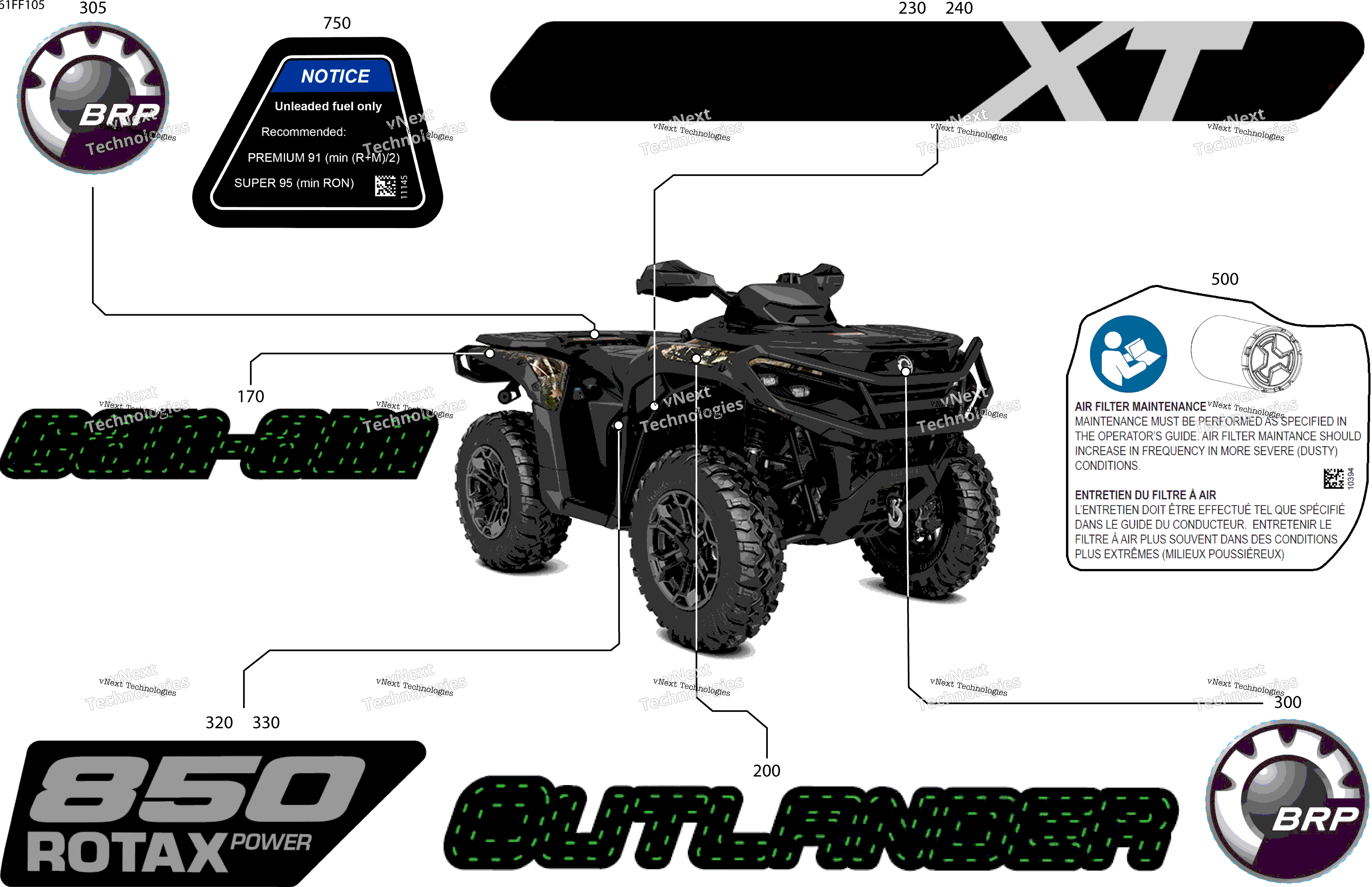 2026 OUTLANDER - 4X4 - XT - 850 - 4ETB - CALI - Compass Green