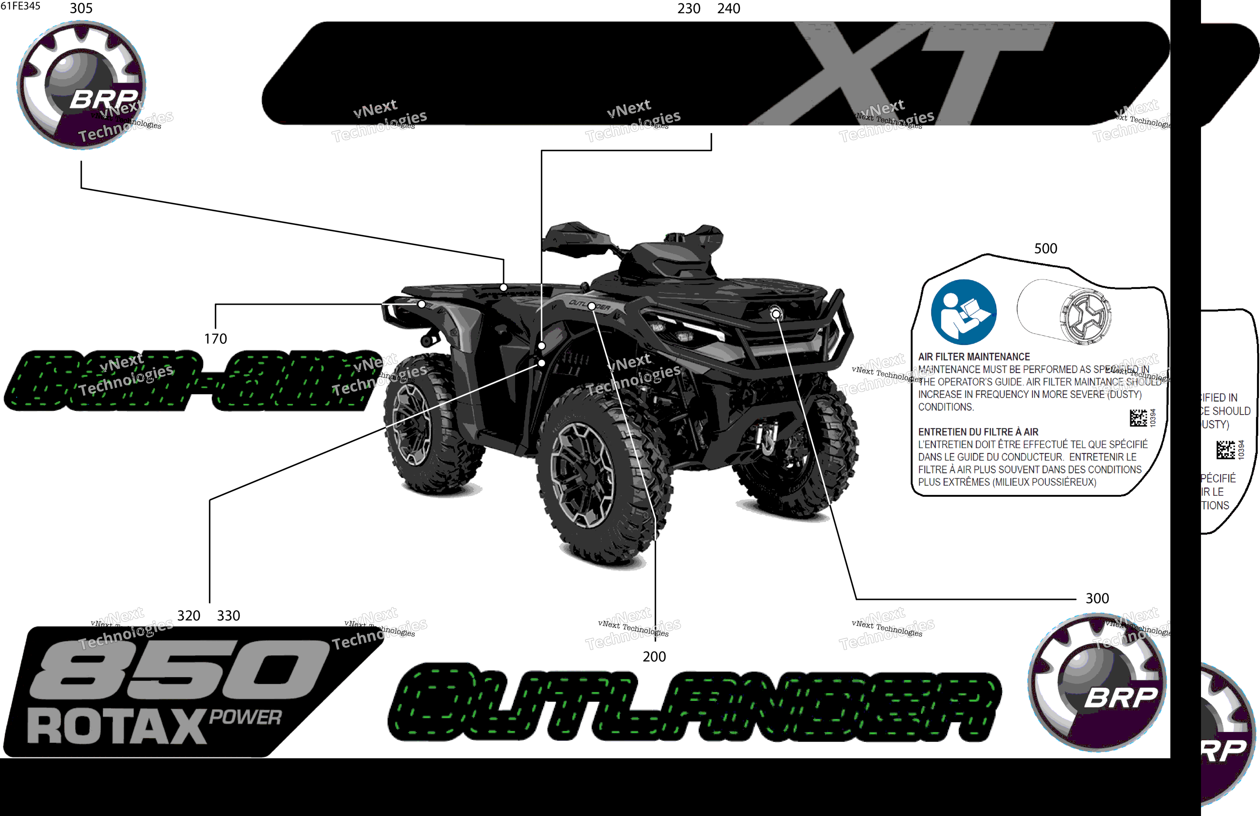 2025 OUTLANDER - 4X4 - XT - 850 - 4ESB - Platinum Silver Satin