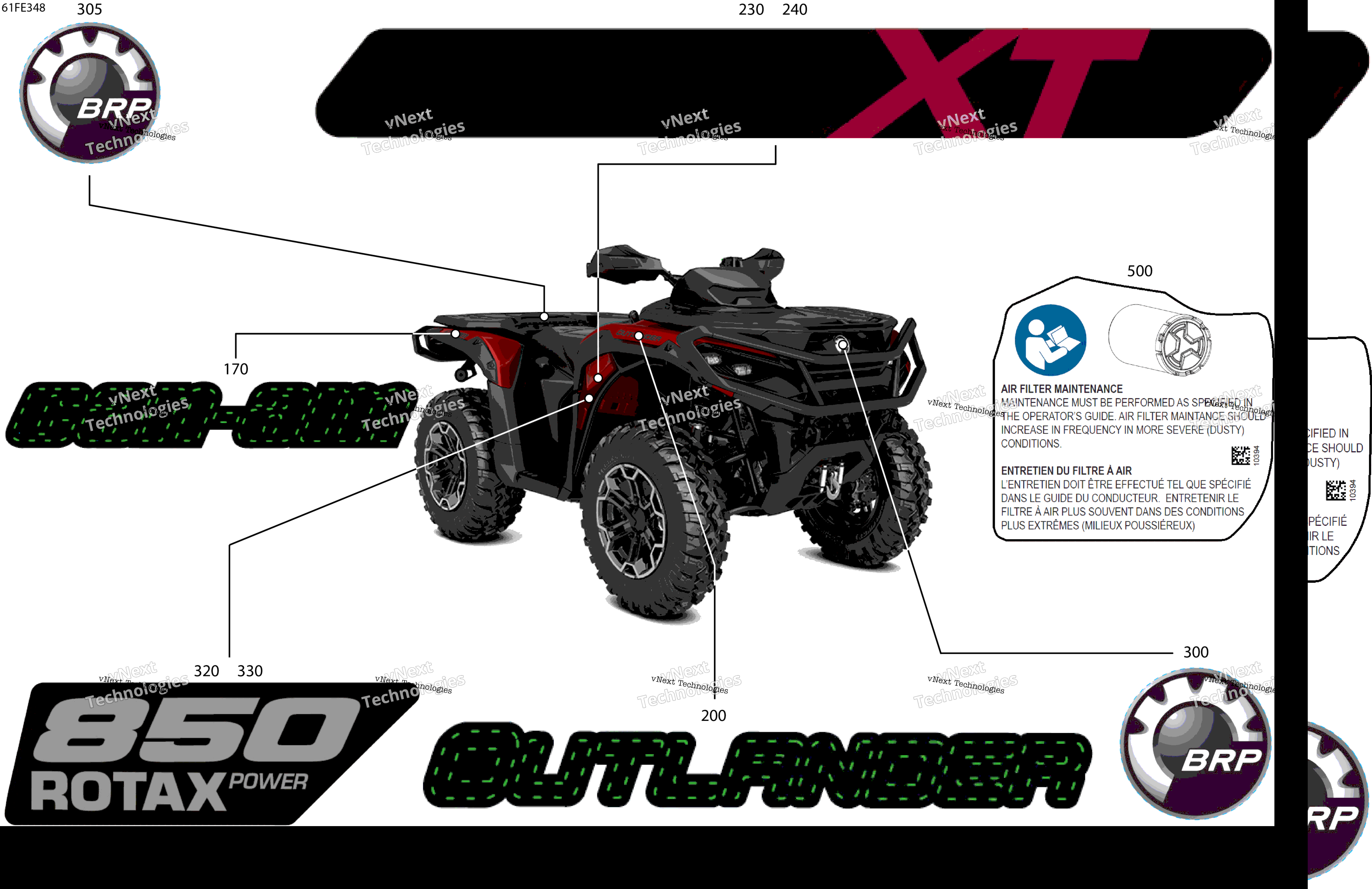 2025 OUTLANDER - 4X4 - XT - 850 - 4ESG - Fiery Red Metallic