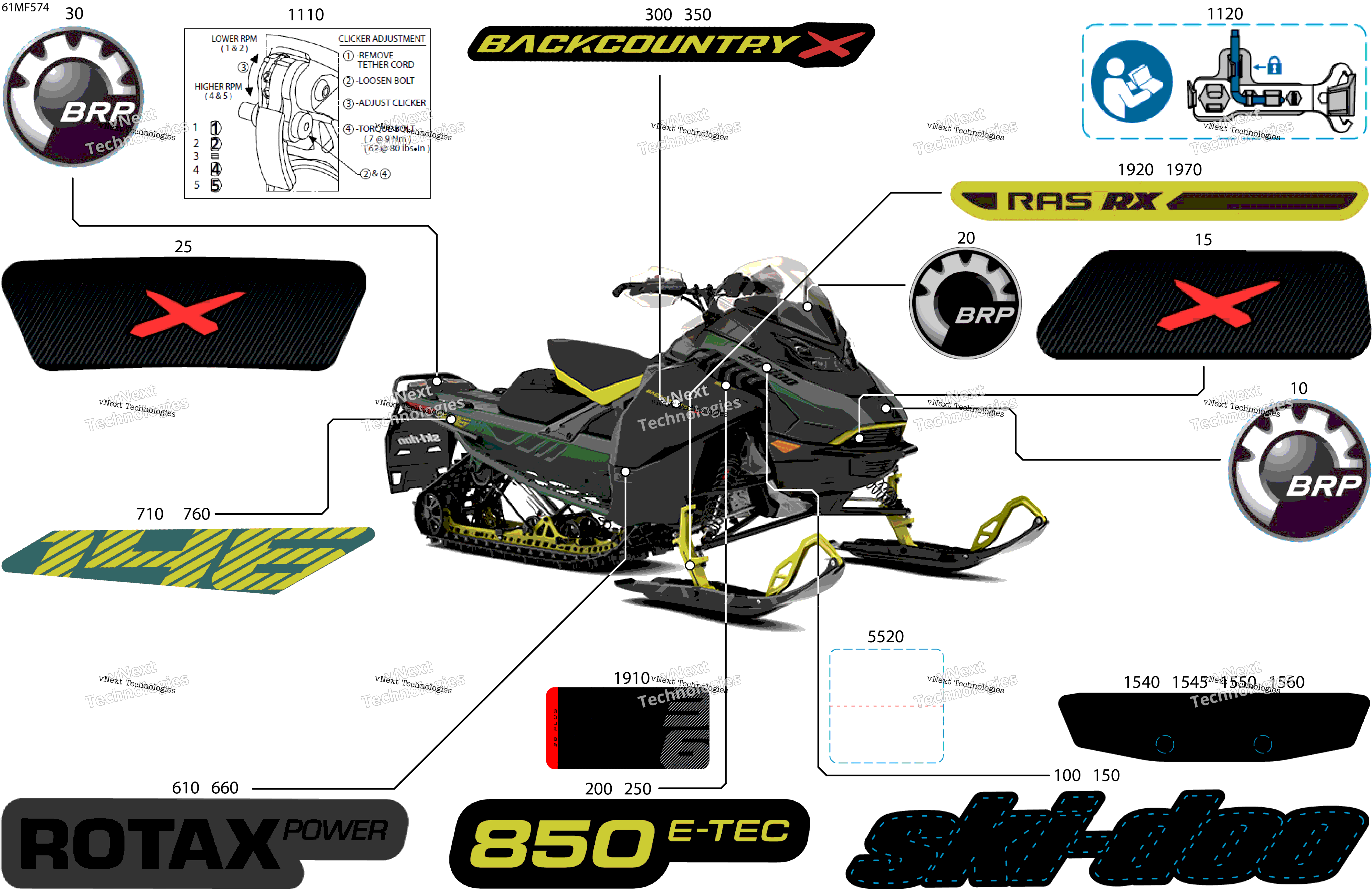 2026 BACKCOUNTRY - X - 850 E-TEC - UXTK - Tundra Green - 15X146X1.5S Track