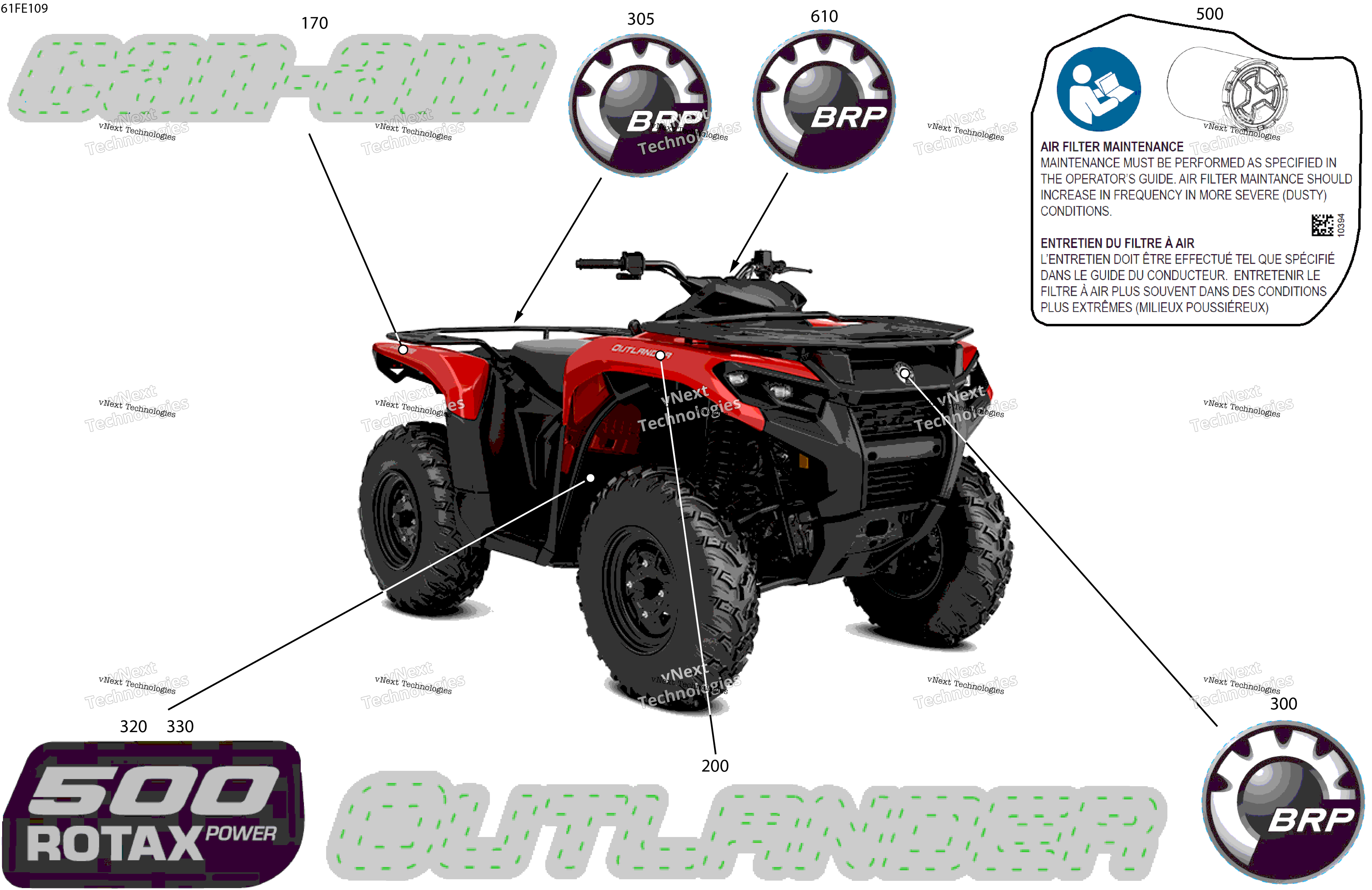 2025 OUTLANDER - 4X4 - STD - 500 - 1BSE - Legion Red