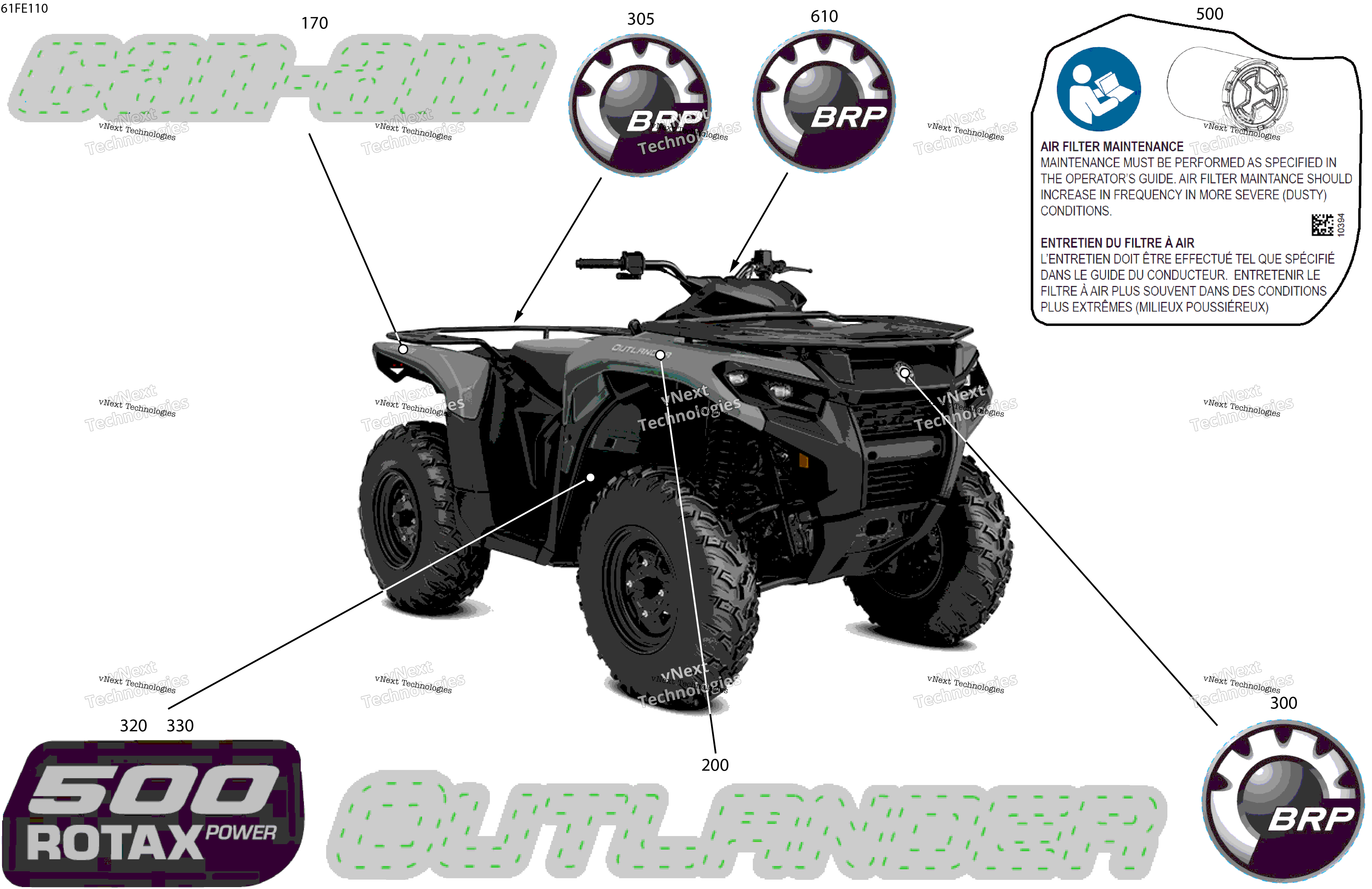 2025 OUTLANDER - 4X4 - STD - 500 - 1BSD - Granite Grey