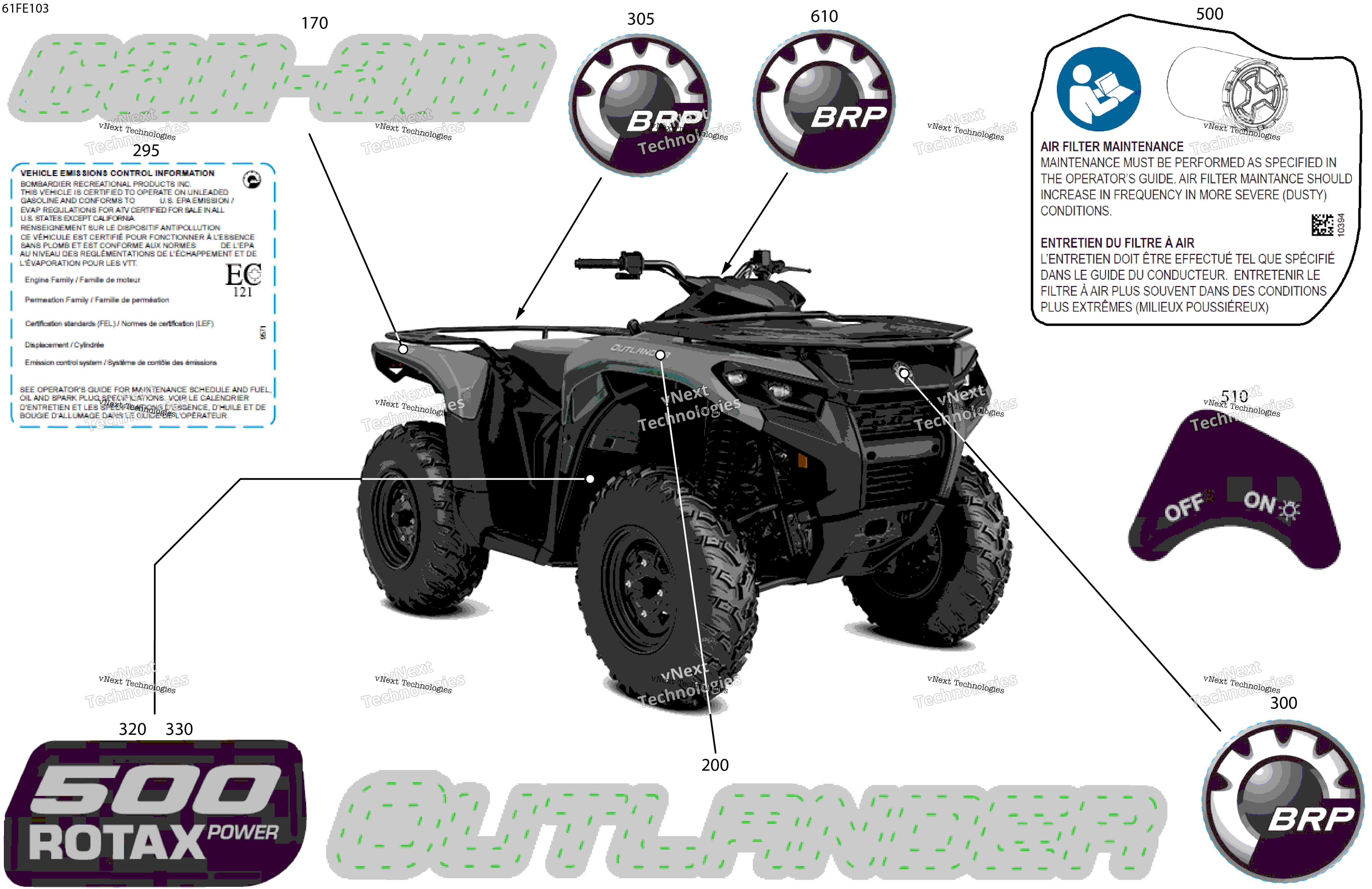 2025 OUTLANDER - 4X4 - STD - 500 - 1BSA - Granite Grey