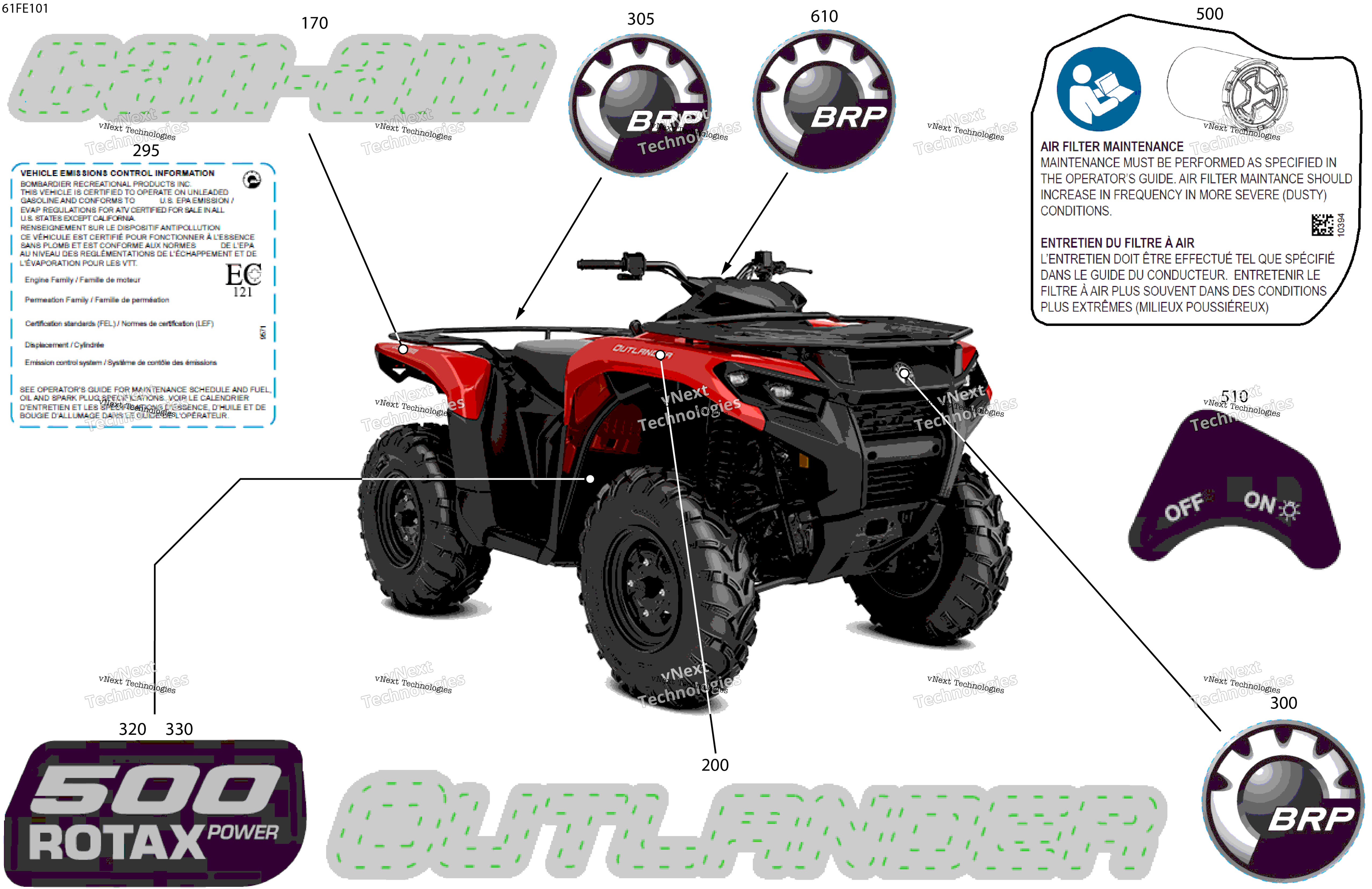 2025 OUTLANDER - 4X4 - DPS - 500 - 1DSB - Legion Red