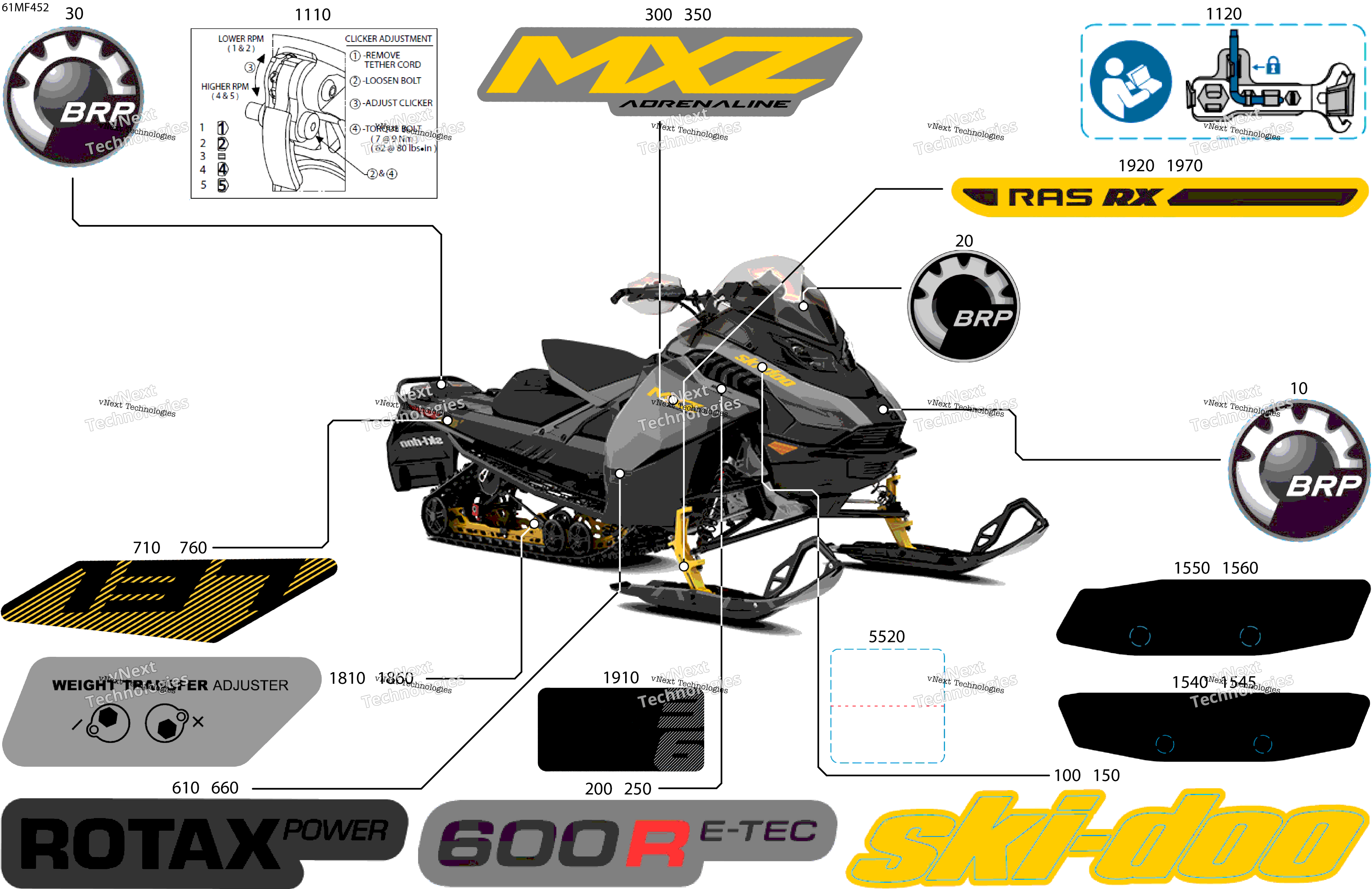 2026 MXZ - Adrenaline - 600R E -TEC - BDTE - Monument Gray - 15X137X1.25RS Track