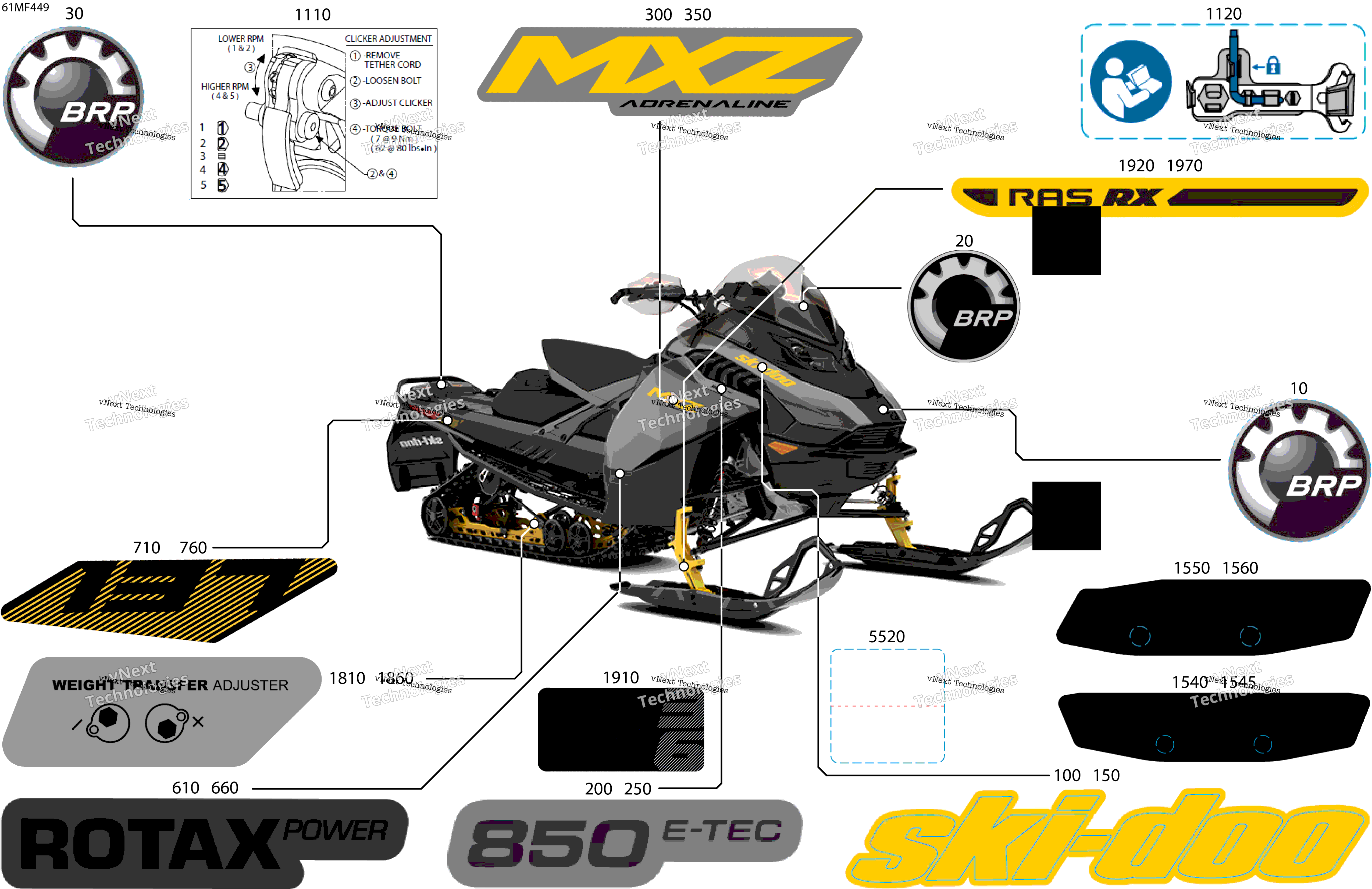 2026 MXZ - Adrenaline - 850 E-TEC - BDTB - Monument Gray - 15X137X1.25RS Track
