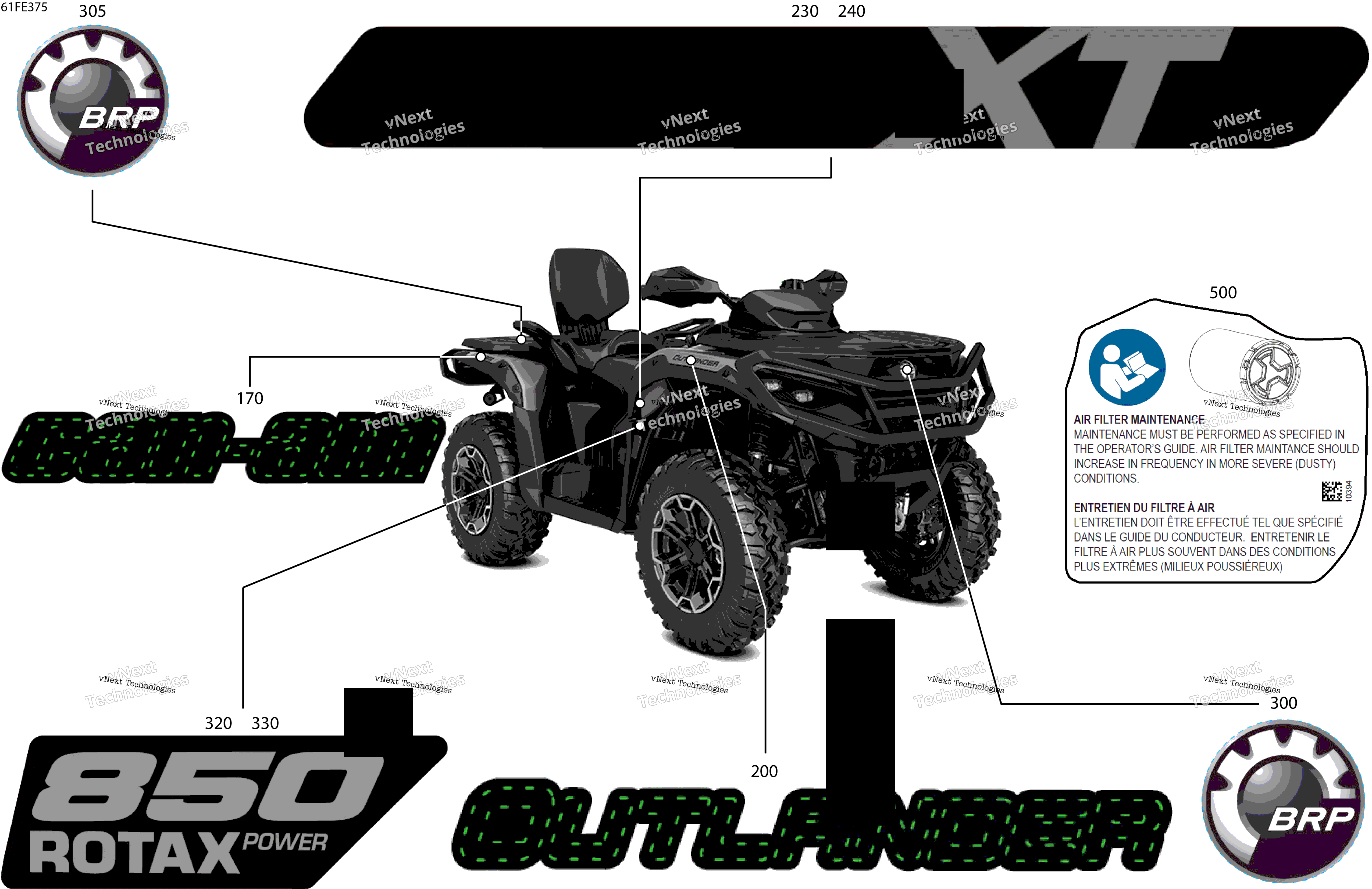 2025 OUT-MAX - 4X4 - XT - 850 - 4SSB - Platinum Silver Satin