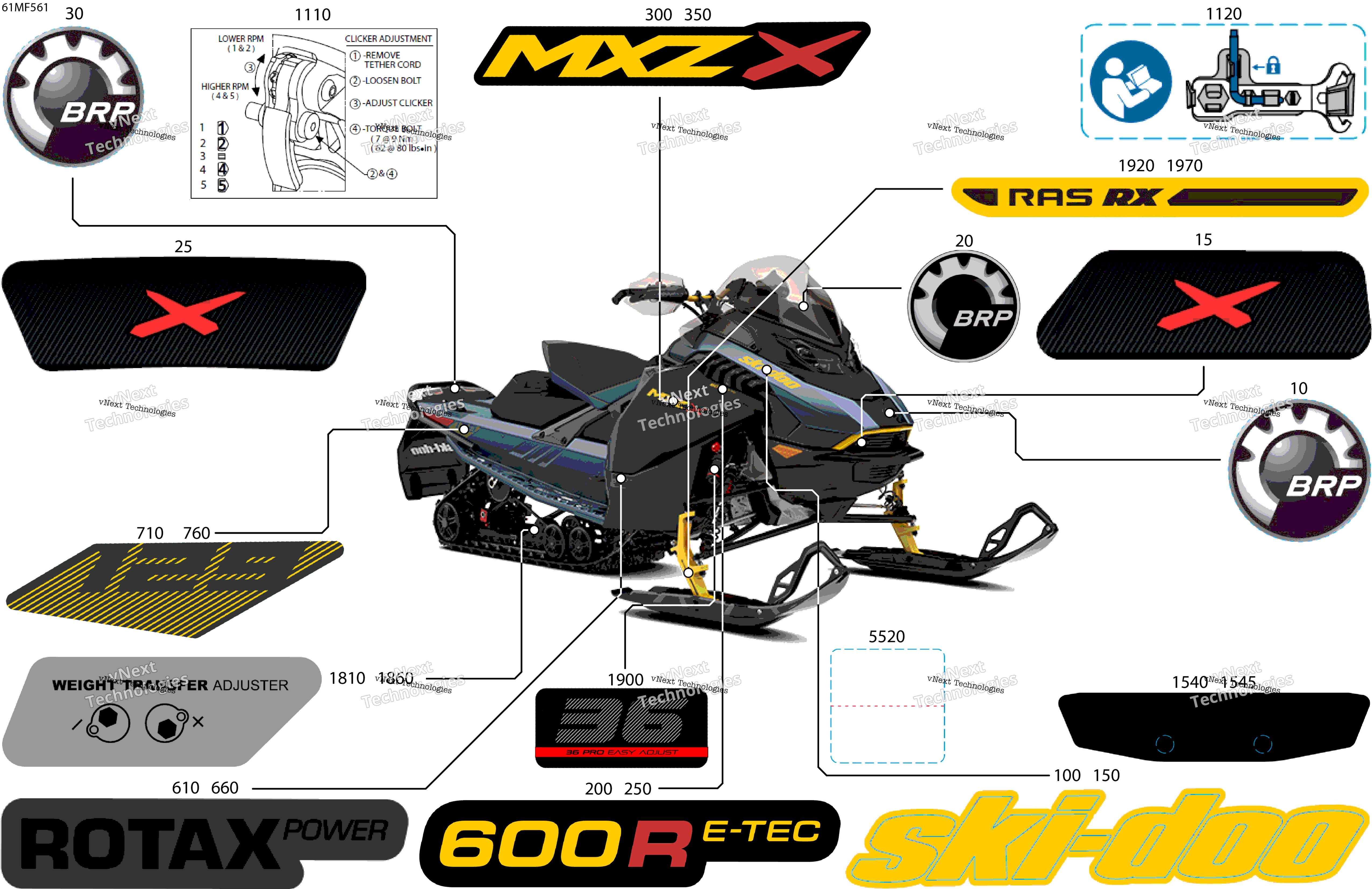 2026 MXZ - X - 600R E -TEC - UVTC - Mineral Blue - 15X129X1.25RS Track