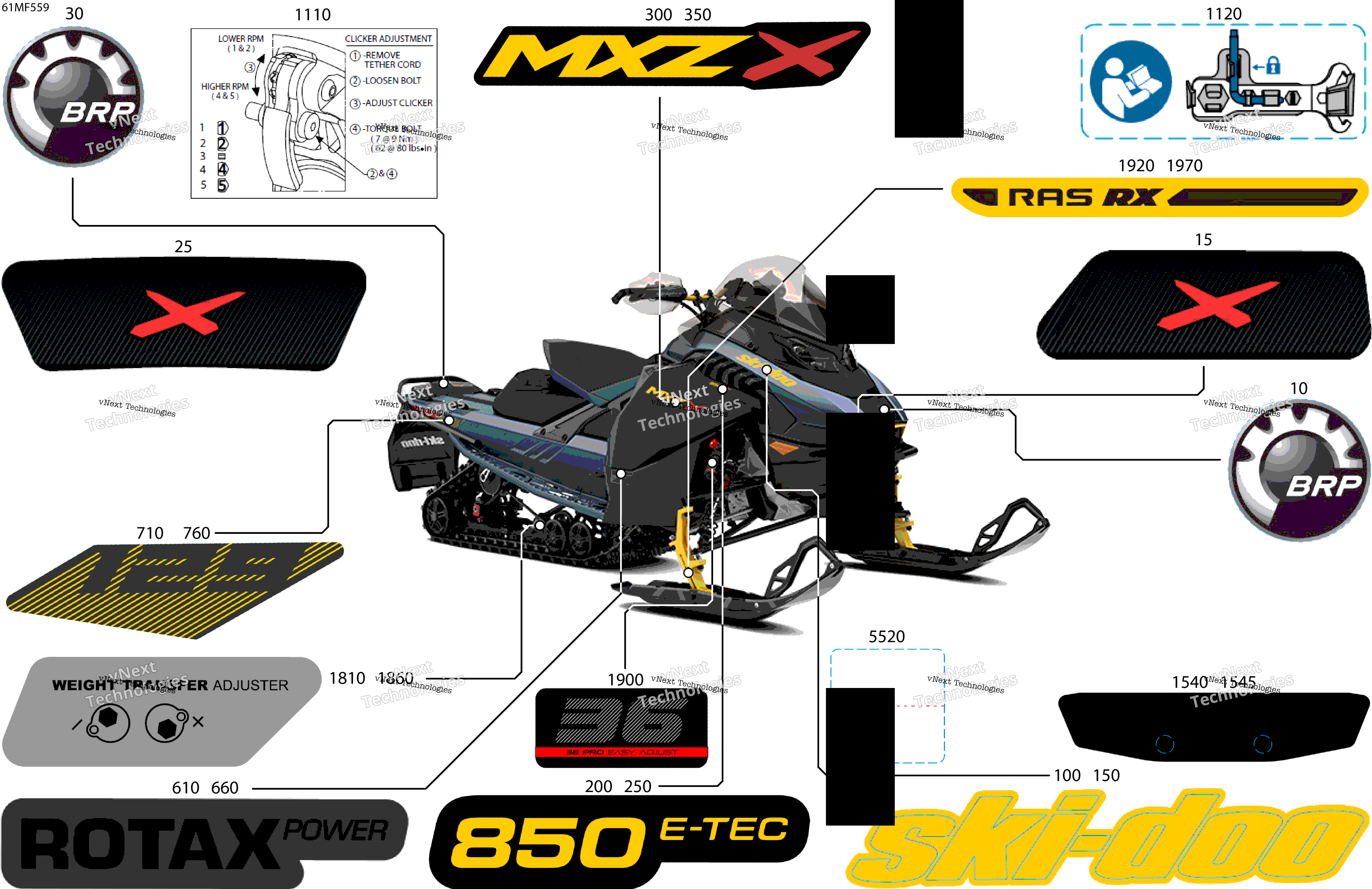 2026 MXZ - X - 850 E-TEC - UUTF - Mineral Blue - 15X129X1.25IR Track