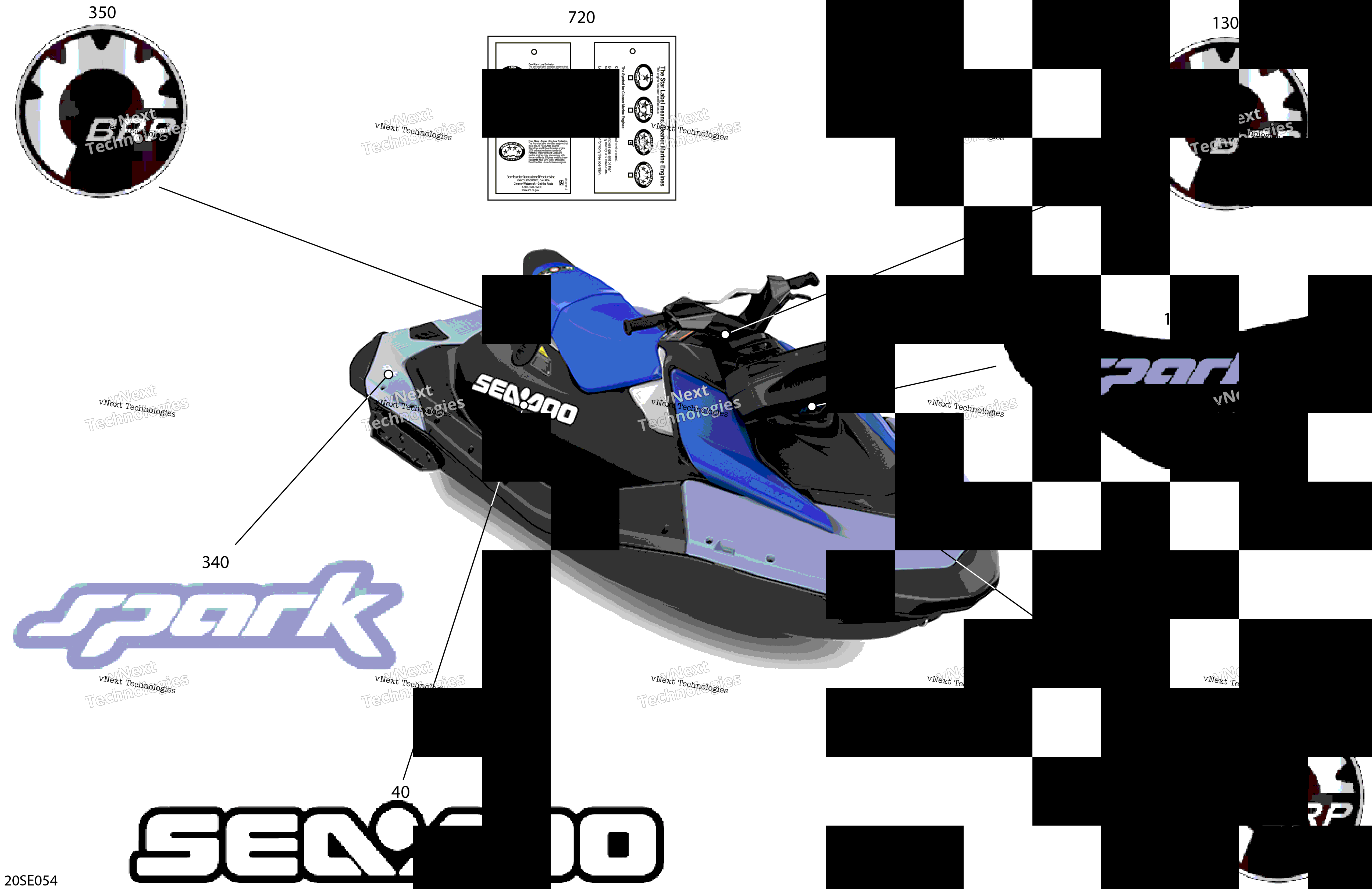 2025 SPARK - 900 HO ACE - CONV - 3UP - 63SF - Blue High Gloss - Audio