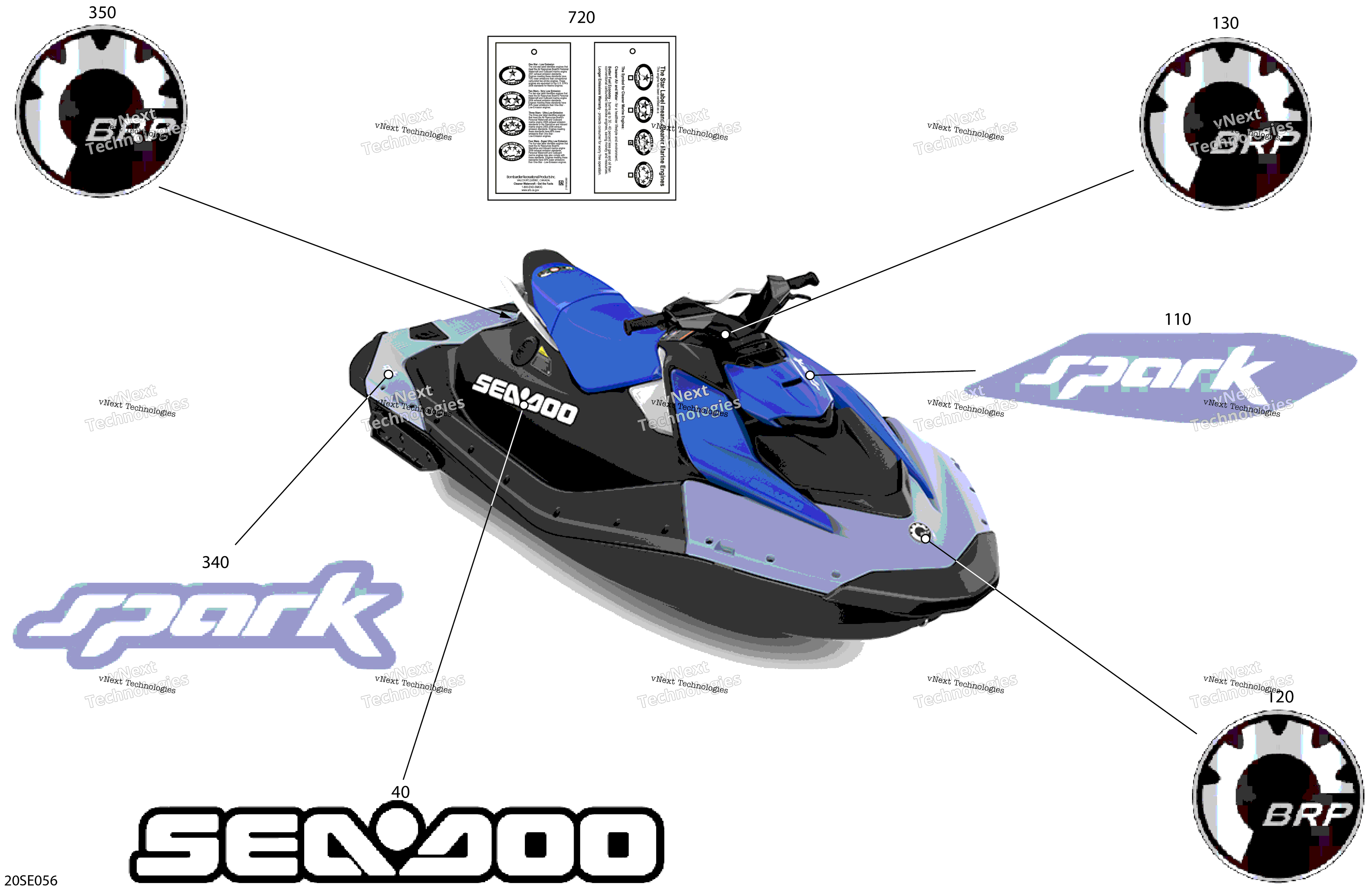 2025 SPARK - 900 HO ACE - CONV - 3UP - 63SK - Blue High Gloss